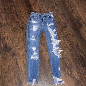 american eagle front and back ripped jeans